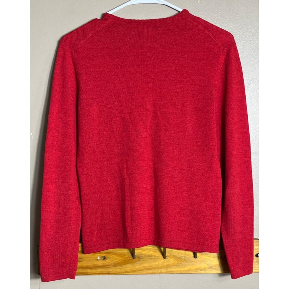 Vtg Pursuits Ltd Wool V-neck Sweater Red Pullover Preppy Classic Capsule Women M - Picture 3 of 8